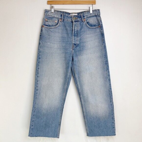 Zara Denim - ZARA  STRAIGHT LEG HIGH WAISTED CROP JEANS 10